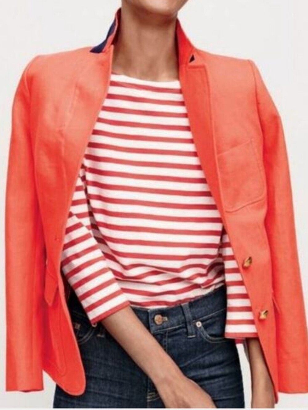 J. Crew Rhodes Linen Blazer Sz 6 Orange Red EUC